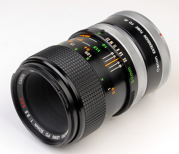 CANON FD-SSC MACRO 50mm f.3.5 + tubo FD25 (in vendita)