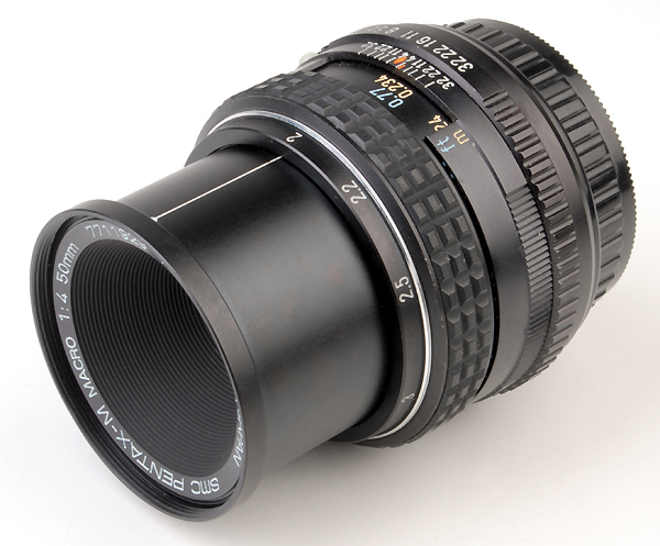 PENTAX 50 mm f.4 K/M - MACRO      (in vendita)